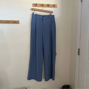 Zaras women’s Elegant Blue pleated high waisted Trousers new without tags size m